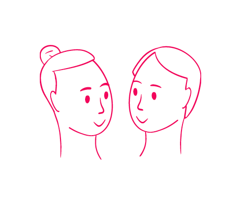 Illustration von zwei androgynen Menschen