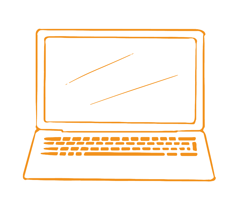 Die Illustration eines Laptops steht hier für den die Themen Schule, Studium, Lehre, Weiterbildung und Beruf